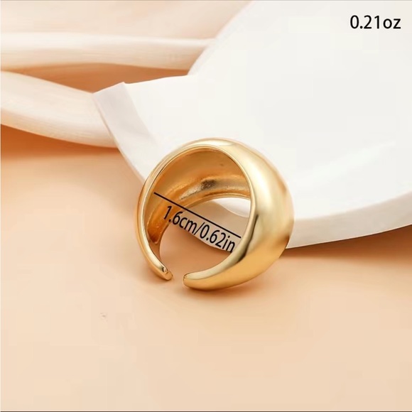 14K Gold Plated Chunky Cuff Ring - Picture 2 of 4